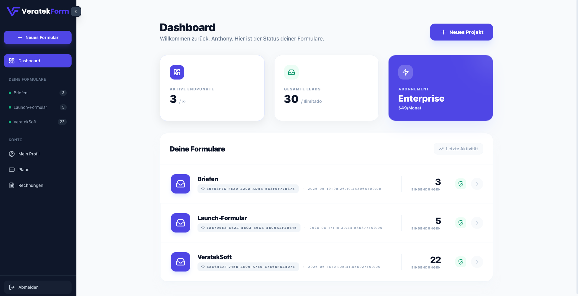VeratekForm Backend API
