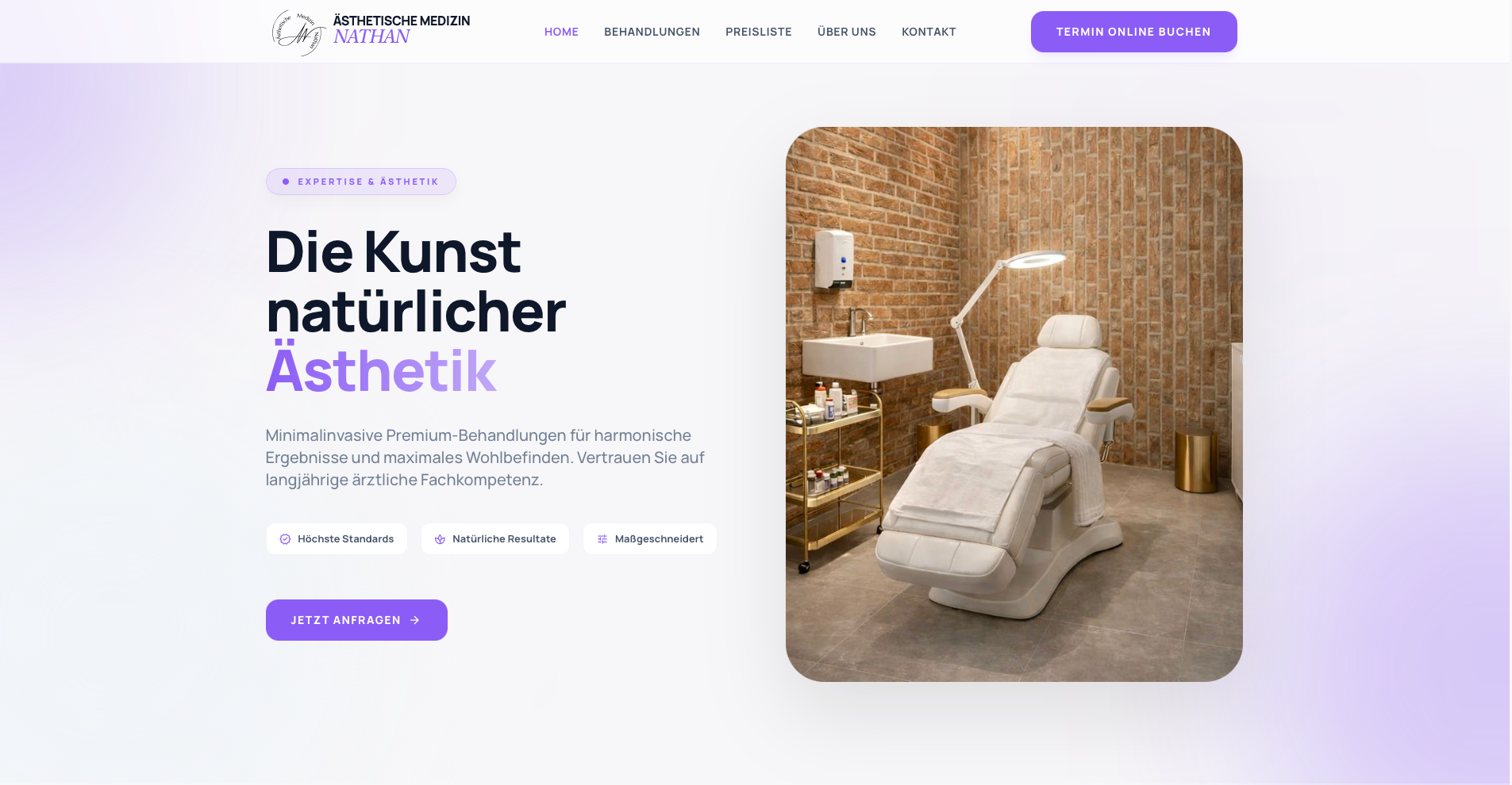 Webdesign und Webentwicklung für Aesthetik Nathan Fachpraxis durch VeratekSoft