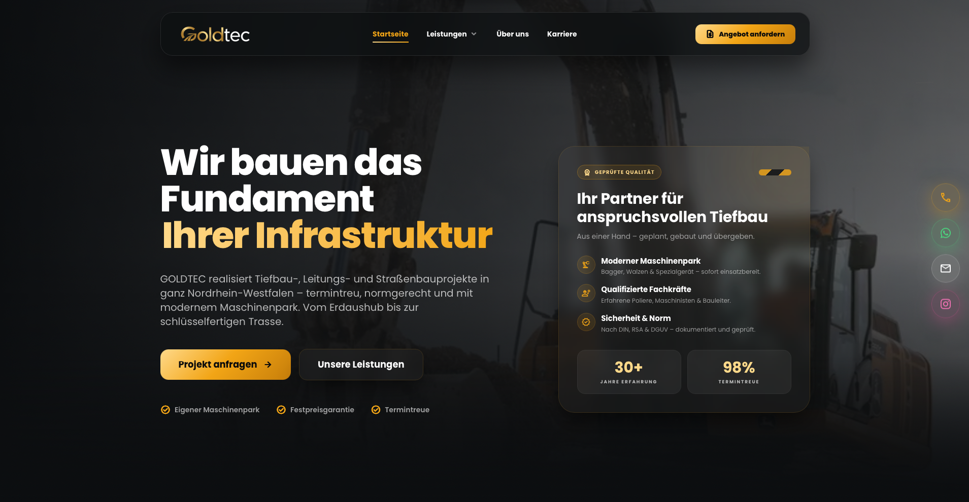 Webdesign und SEO für GOLDTEC Tiefbau durch VeratekSoft
