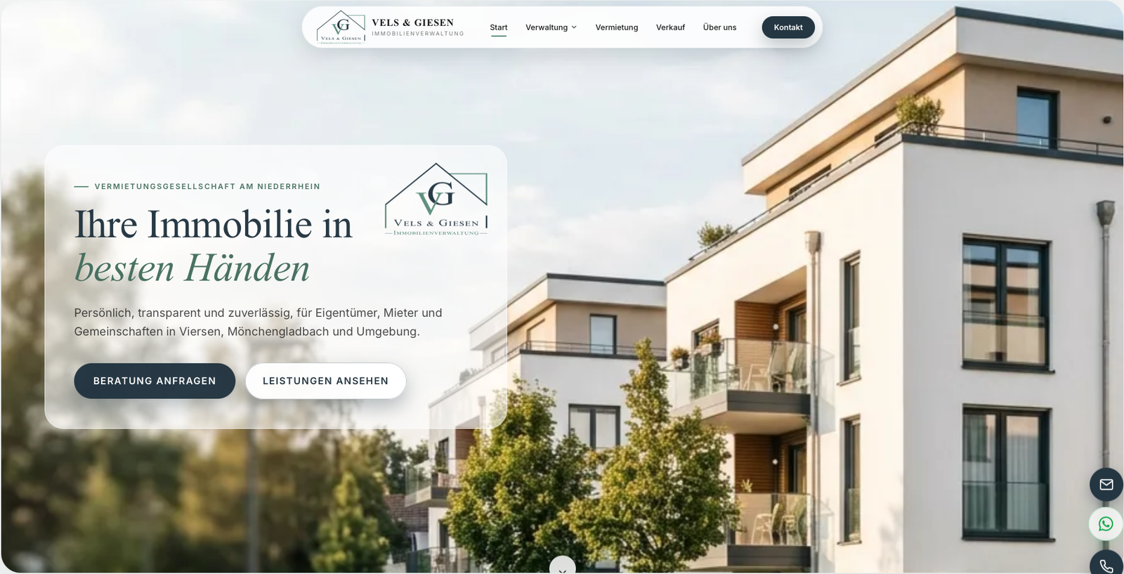 Webdesign und Webentwicklung für Vels & Giesen Steuerberatungsgesellschaft durch VeratekSoft